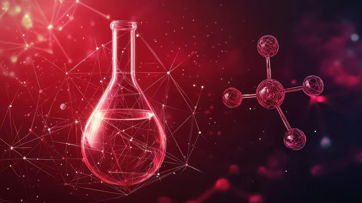 Compound X — molecular structure and lab glassware, independent research